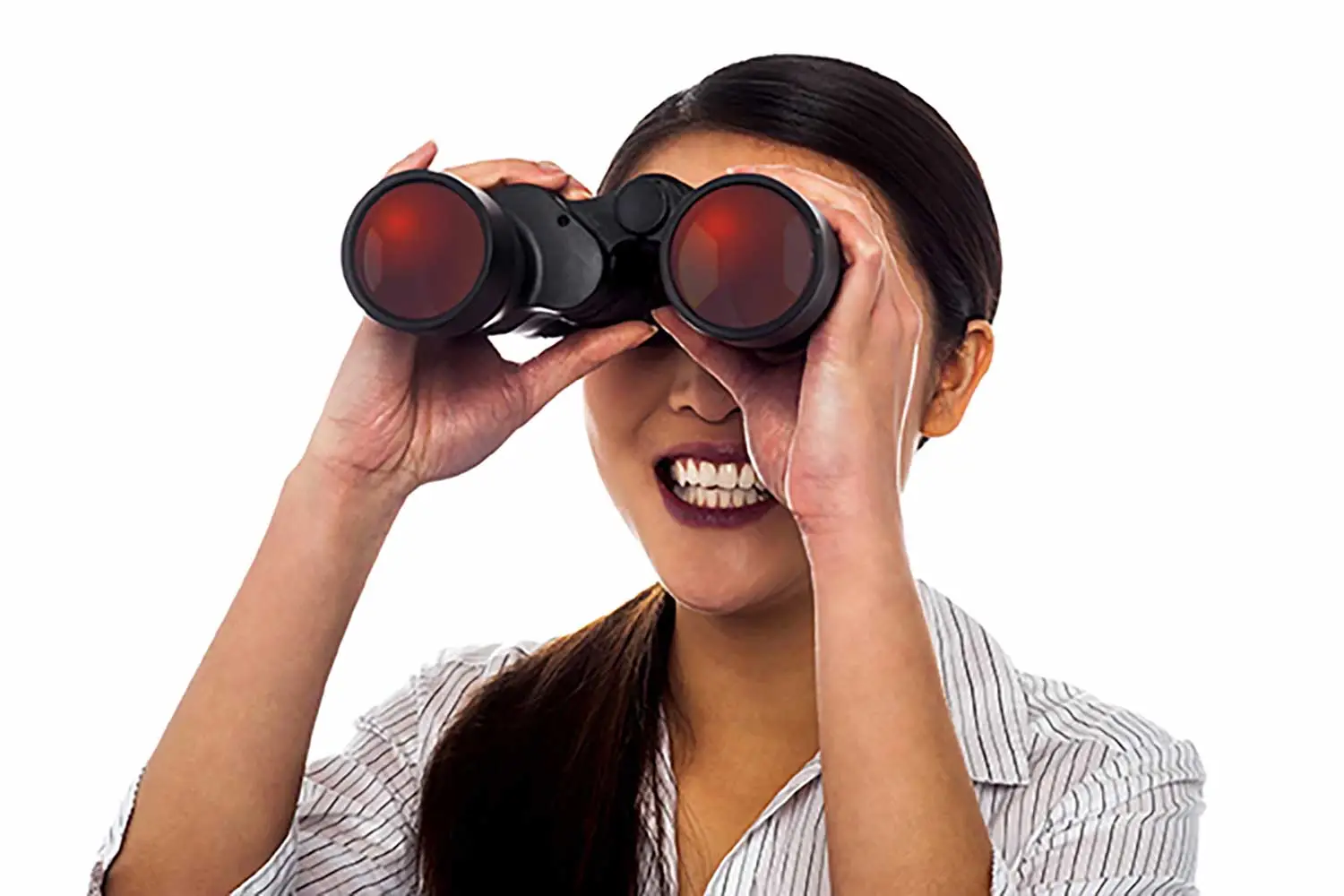 Job hunter using binoculars to find a job